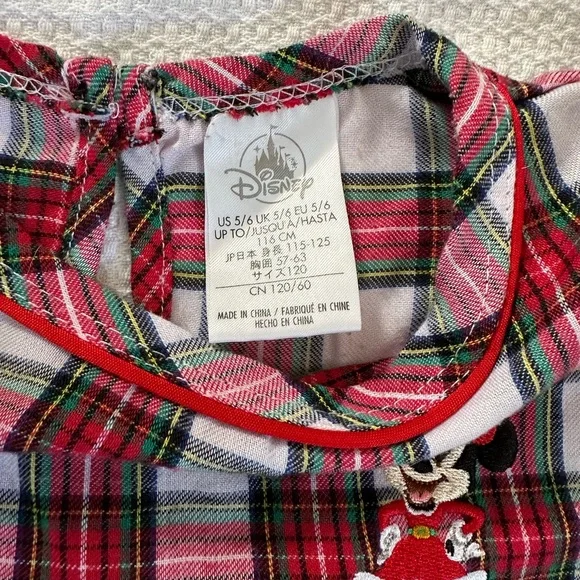 Disney Minnie Mouse Christmas Plaid Nightgown Girls Size 5/6 Holiday Sleepwear - Picture 3 of 4
